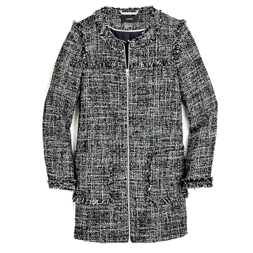 J. Crew Raven Black Tweed Swing Coat